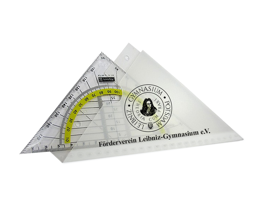 Leibniz Gymnasium Potsdam Geodreieck mit Geo-Saver Schutzhülle